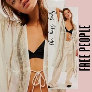 Free People Cream and Black Kimono